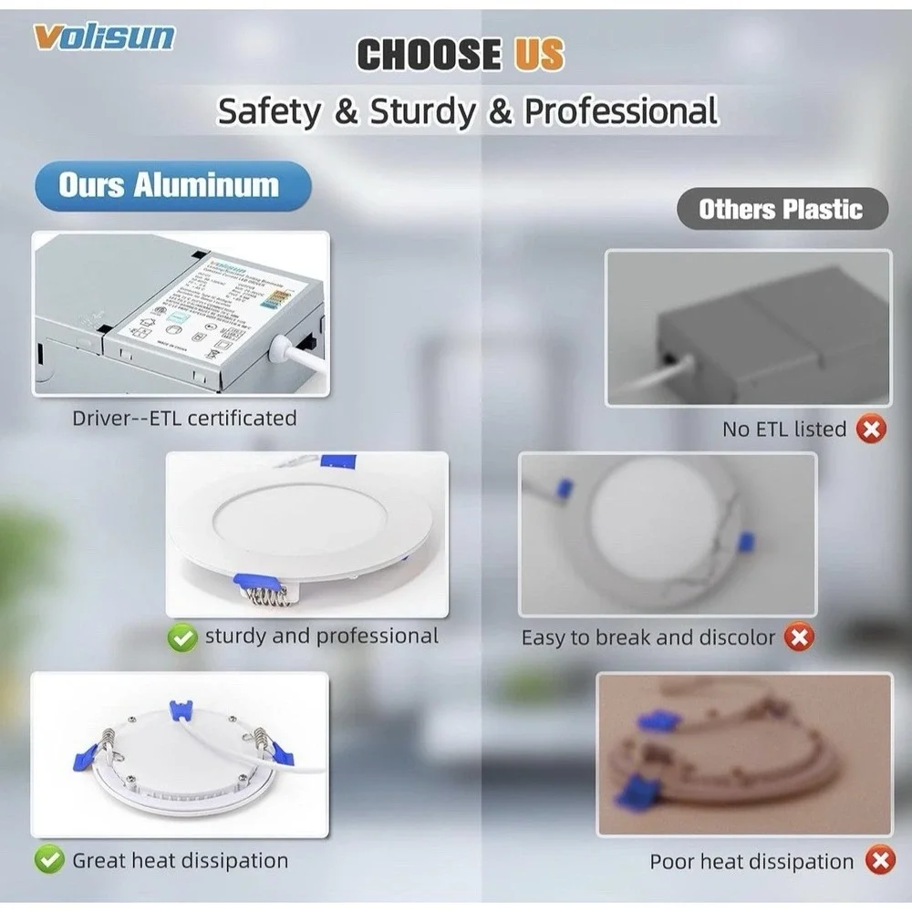 VOLISUN 12 Pack 4 inch Recessed Lighting 5CCT LED Recessed Light w/ Junction Box
